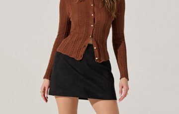 ASTR Label Ottilie Cotton Cardigan in Brown (6)