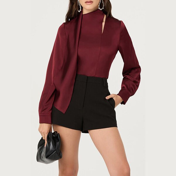 ASTR the Label Felista Scarf Neck Shirt in Wine
