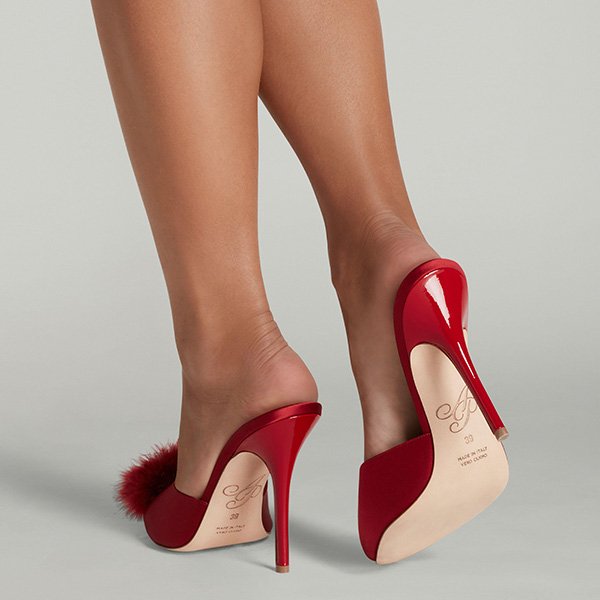 Allegrah Feather Mules in Dark Red 3 Allegrah Feather Mules in Dark Red - Image 3
