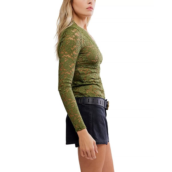 Free People All Day Lace Top in Terrarium
