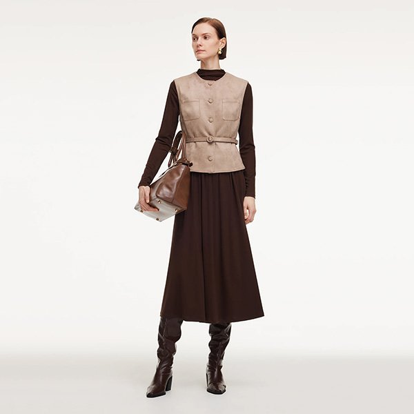 Goelia1995 Faux Suede Vest And Dress Set (1)