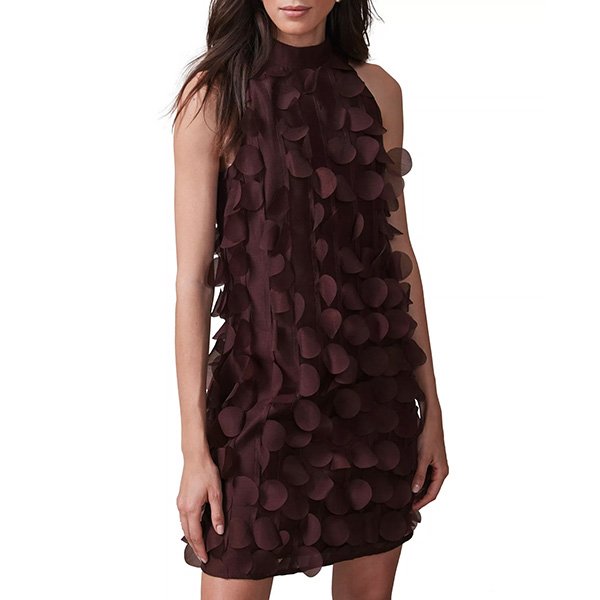 Mint Velvet Applique Shift Dress in Burgundy