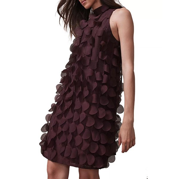 Mint Velvet Applique Shift Dress in Burgundy