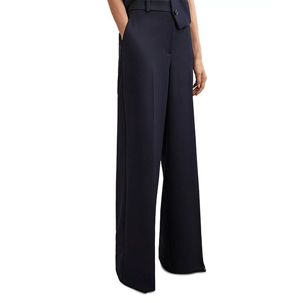 REISS Petite Gabi Wide Leg Pants in Navy