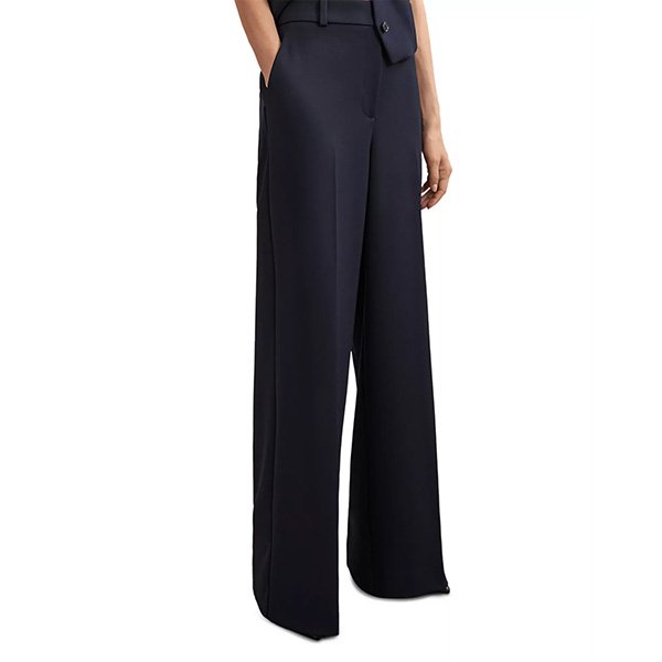 REISS Petite Gabi Wide Leg Pants in Navy