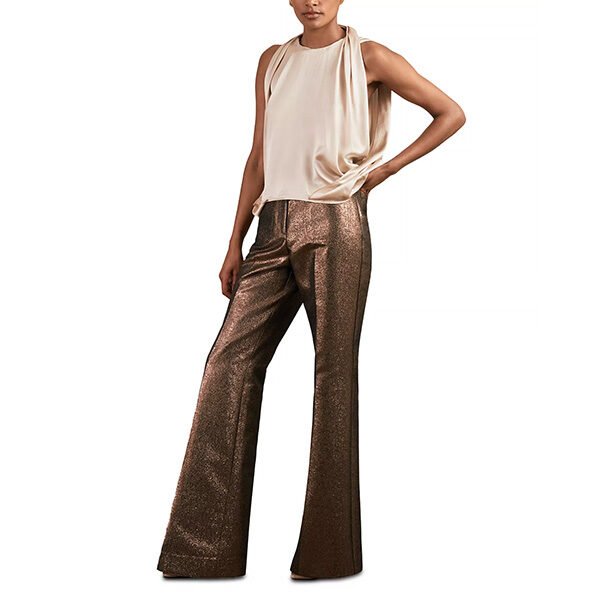 REISS Tayah Silk Top in Champagne