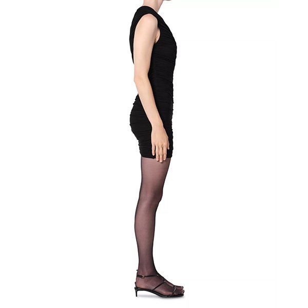 AGOLDE Ester Ruched Mini Dress in Black (3)