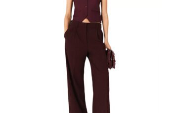 Maje Burgundy Wide-Leg Suit Trousers (1)