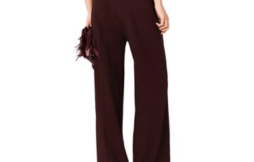 Maje Burgundy Wide-Leg Suit Trousers (2)