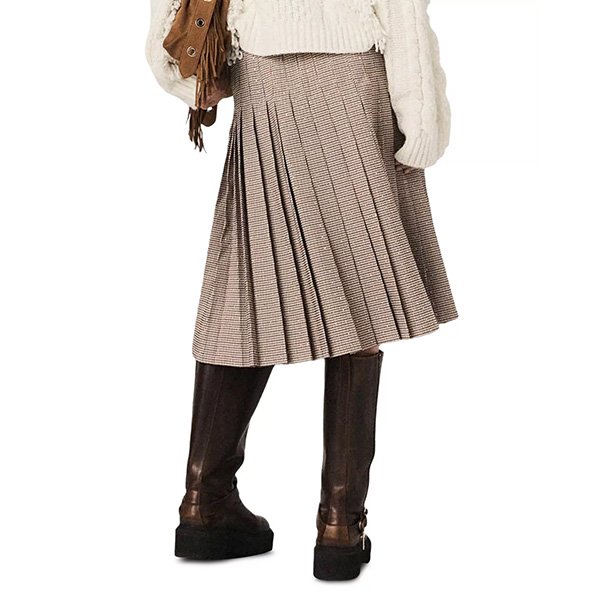 Maje Jeligora Pleated Midi Skirt-Brown (2) Maje Jeligora Pleated Midi Skirt-Brown