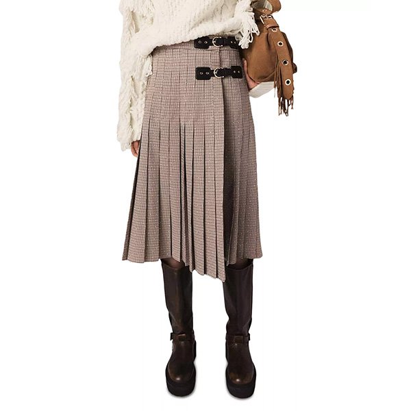 Maje Jeligora Pleated Midi Skirt-Brown 3 Maje Jeligora Pleated Midi Skirt-Brown - Image 3