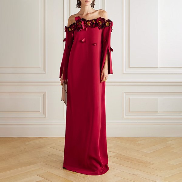 Oscar de la Renta Embellished Gown-Red (1) Oscar de la Renta Embellished Gown-Red