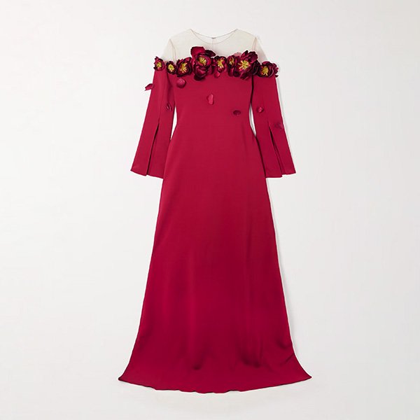 Oscar de la Renta Embellished Gown-Red 3 Oscar de la Renta Embellished Gown-Red - Image 3