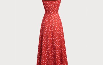 Red Floral Sweetheart Midi Dress (1)