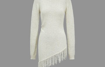 Solid Sweater Fringe Asymmetrical Top (1)