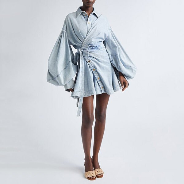 Zimmermann Denim Wrap Minidress-Castaway