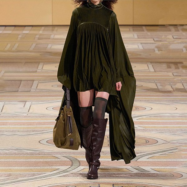 Zimmermann Velvet Batwing Mini Dress-Olive (3)