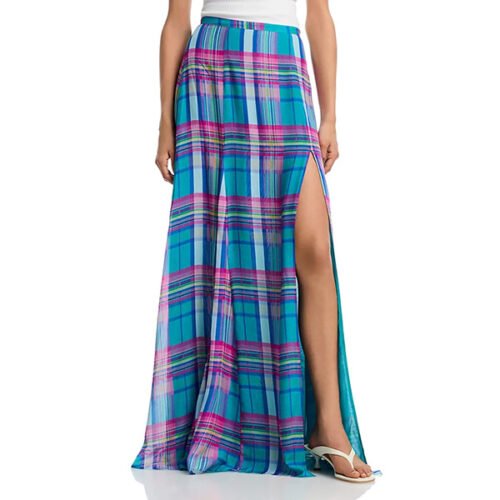 LAGENCE Plaid Maxi Skirt (1)