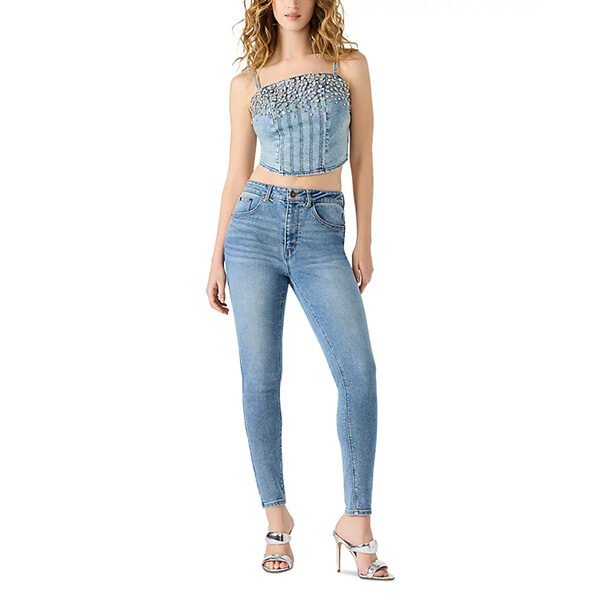 Steve Madden Eras Rhinestone Denim Crop Top