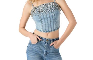 Steve Madden Eras Rhinestone Denim Crop Top (5)
