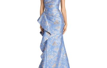 Teri Jon Metallic Jacquard Gown (1)