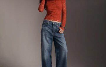 AFRM Barry Asymmetric Lace Top-Poppy Red (1)