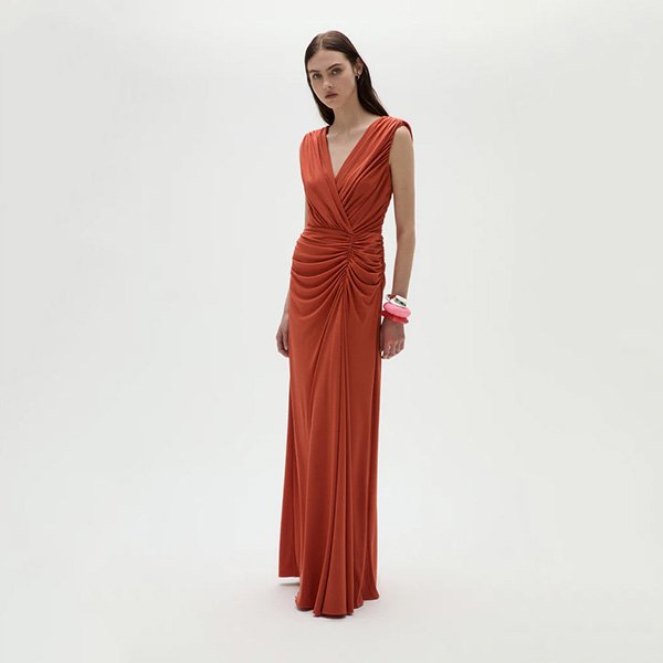 Amsale Jersey Draped Gown