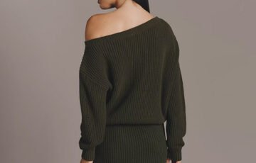 Anthropologie Belted Mini Sweater Dress-Green (2)