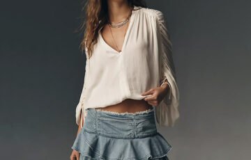 Anthropologie Ruffled Denim Mini Skirt (2)