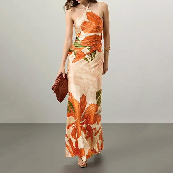 Floral Print Satin Two-Piece Set