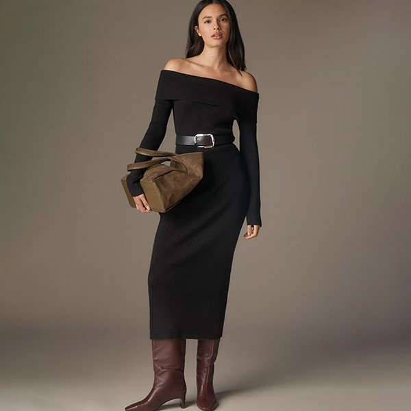 Glamorous Petite Off-Shoulder Midi Dress