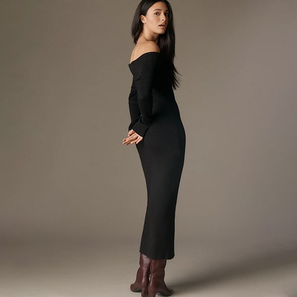 Glamorous Petite Off-Shoulder Midi Dress