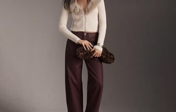 Pilcro Faux Fur Shrunken Cardigan-Off-White (3)