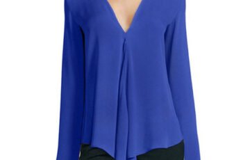 Deep V-neck Long-sleeved Loose Chiffon Shirt (5)