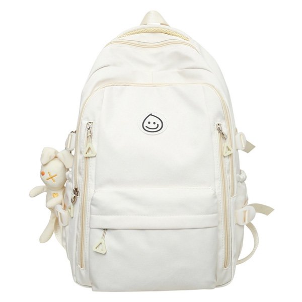 Large capacity school backpack with smiley face and nylon material