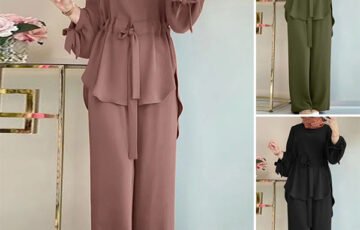 Women's Lace Drawstring Two-Piece Wide Leg Suit (1)