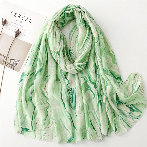 Cotton Linen Bronzing Flowing Landscape Scarf (4) Cotton Linen Bronzing Flowing Landscape Scarf