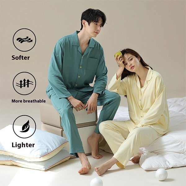 Couple Cotton Pajamas Long Sleeve Set