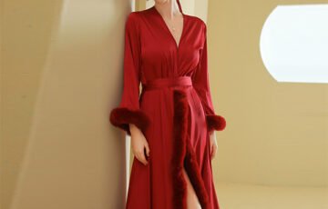 Fashion Womens Satin Kimono Long Bathrobe (1)