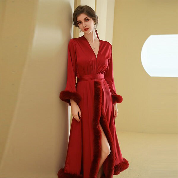 Fashion Womens Satin Kimono Long Bathrobe (1) Fashion Womens Satin Kimono Long Bathrobe