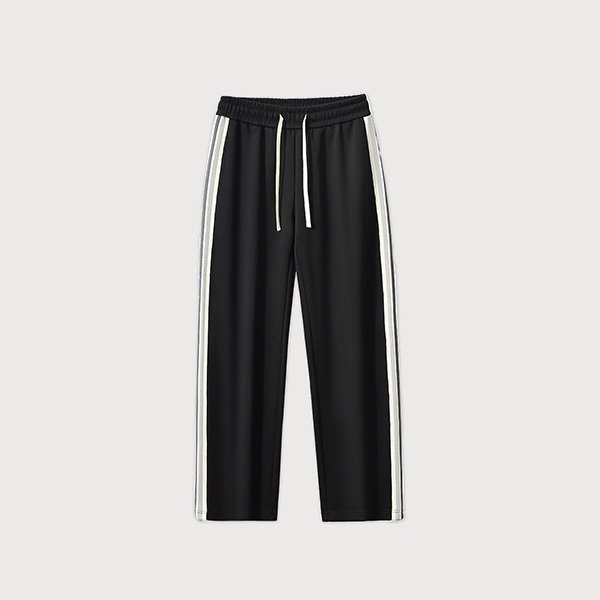 Men's striped tracksuit in black with embroidered details and long sleeve jacket
