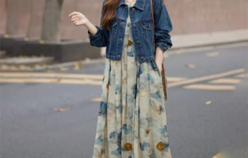 Oil Painting Floral Long Sleeve Dress Set (5)
