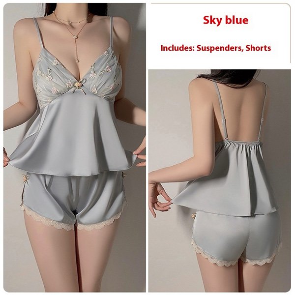 Womens Fashion Suspenders Pajama Shorts Suit 5