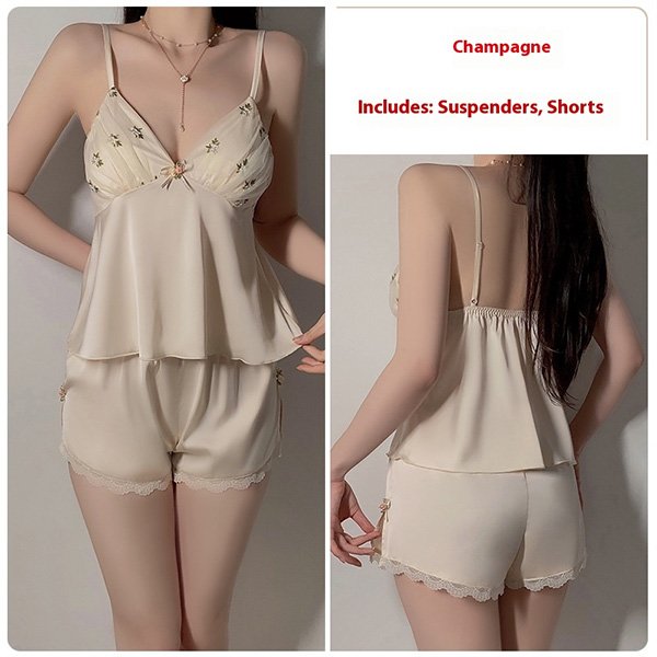 Womens Fashion Suspenders Pajama Shorts Suit