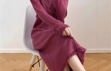 Women's Mock Neck Sweater Tassel Knitted Coat (3)