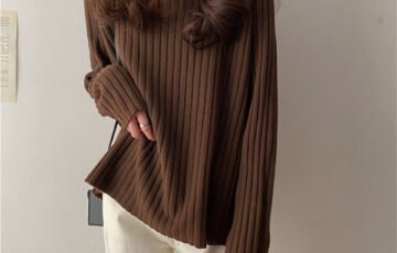 Idle Style Mock Neck Loose Thick Sweater (1)