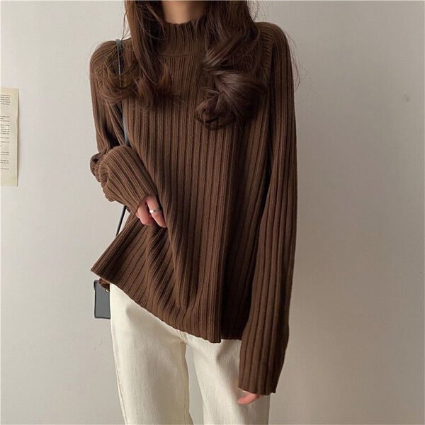 Idle Style Mock Neck Loose Thick Sweater (1) Idle Style Mock Neck Loose Thick Sweater