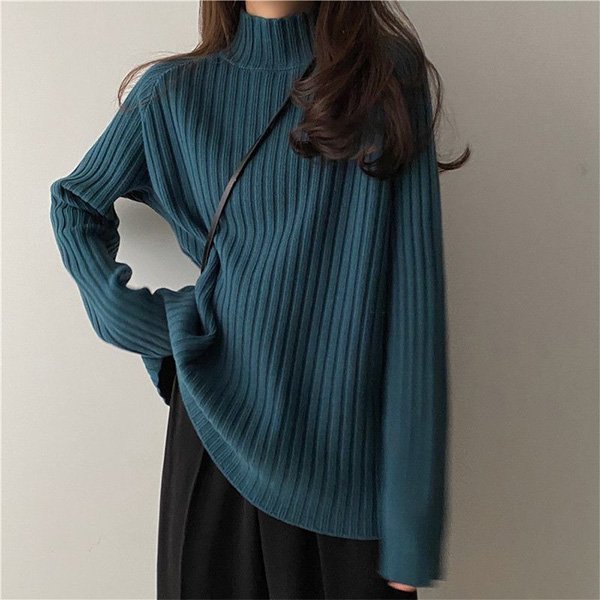 Idle Style Mock Neck Loose Thick Sweater 5