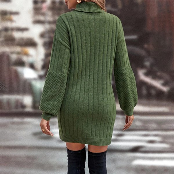 New High Neck Loose Casual Knitted Dress 2