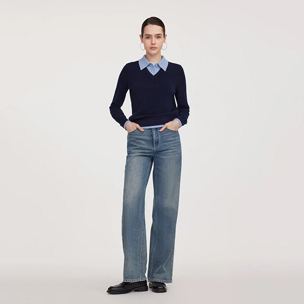 Goelia Wool Color Block Sweater